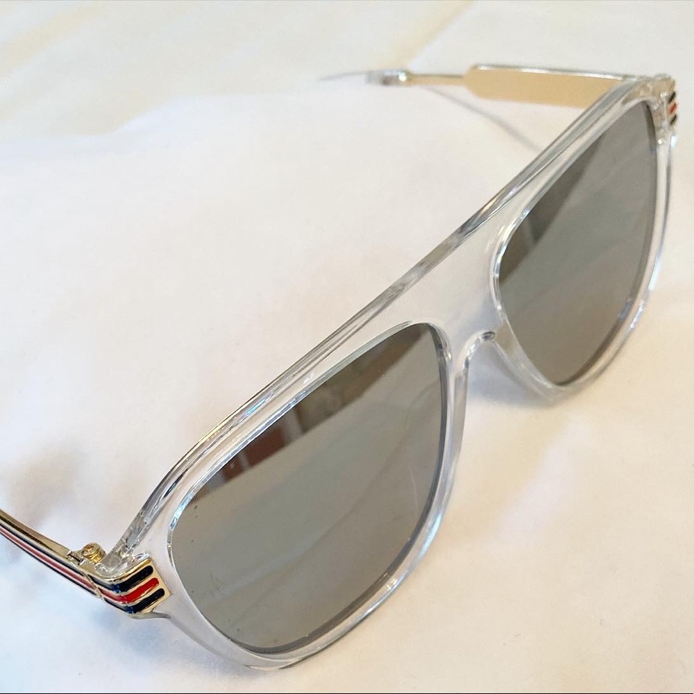 Clear Frame With Red And Black Side Sunglasses - image 1